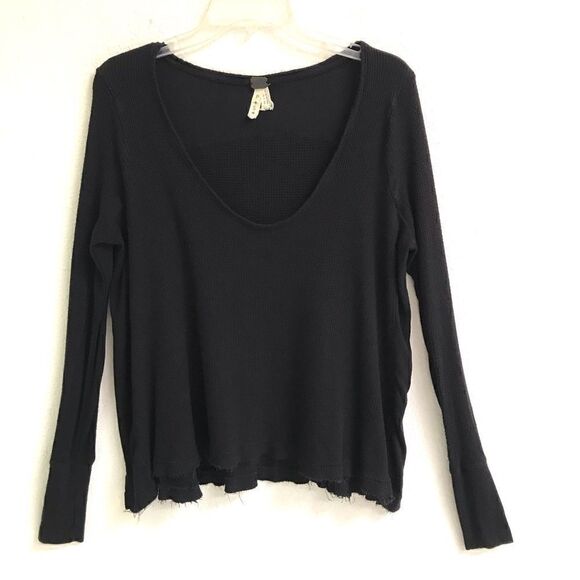 Free People We the Free Malibu black thermal top S - Picture 1 of 5